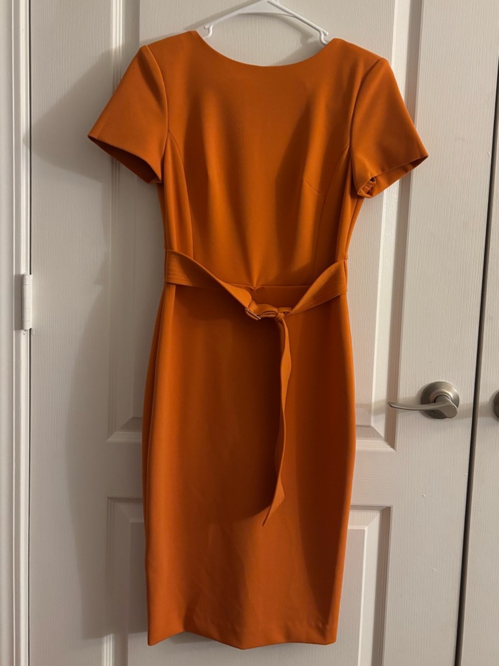 Calvin Klein Orange Belted Midi Dress